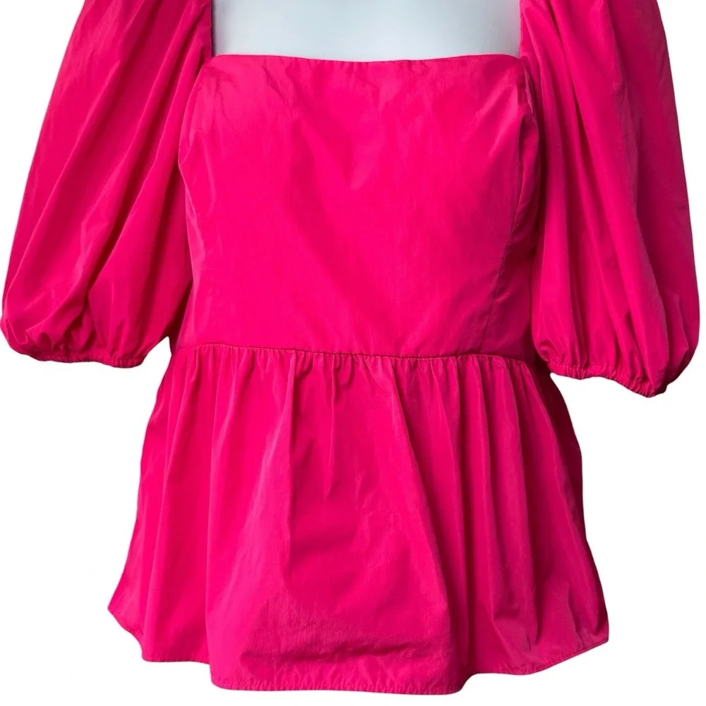 NEW Lilly Pulitzer Tiana Square Neck Puff-Sleeve Pink Grenadine Smocked Blouse 6